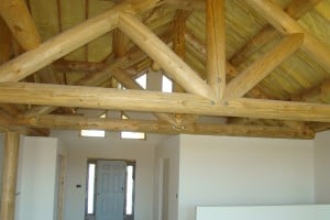 Stunning log ceiling in new construction in Colorado by the premiere Denver Contractor, Accell Construction