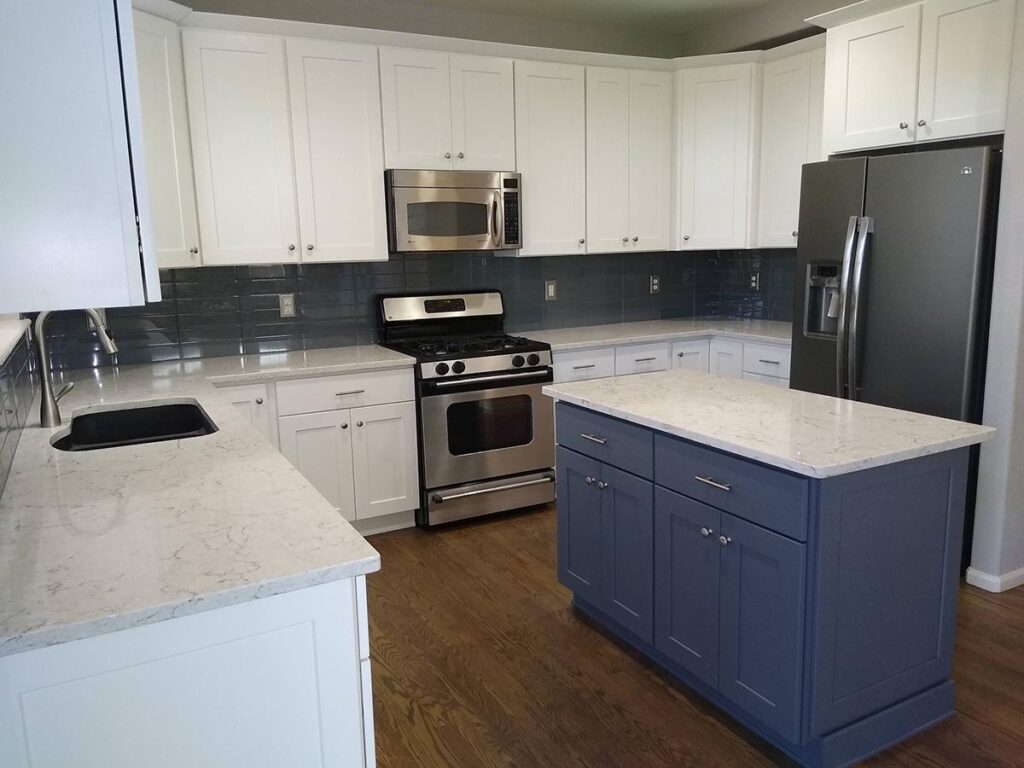 Can Kitchen cabinets be repainted? White Aurora Kitchen Remodel